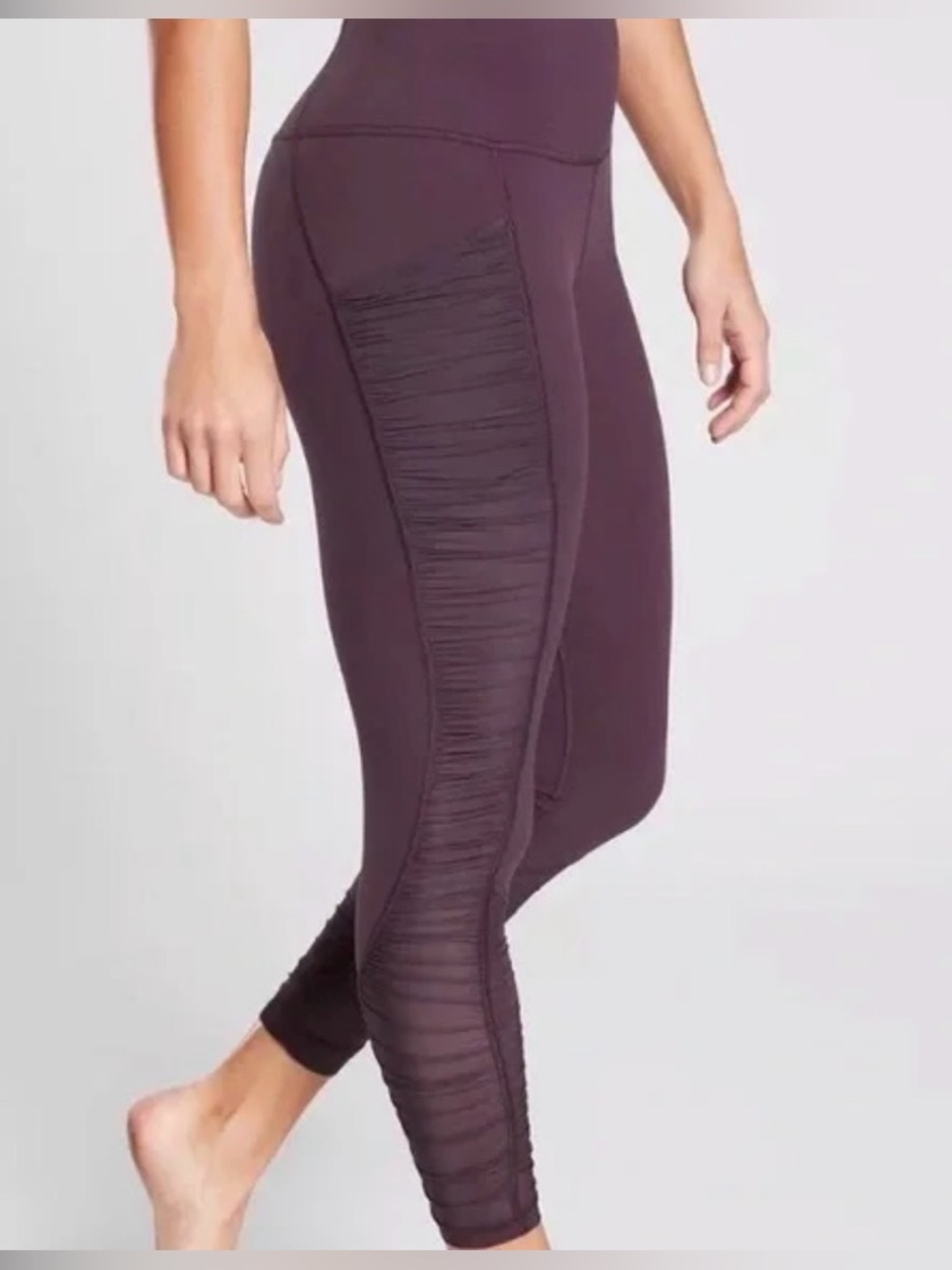 Athleta Elation Ruched Leggings XXS Burgundy High Rise Yoga Pants
